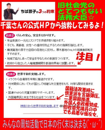 千葉景子のあまりに売国的な3つの約束 千葉景子のあまりに売国的な3つの約束